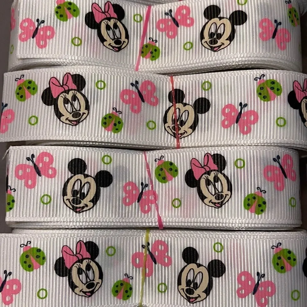 Grosgrain Ribbon 7/8” 5 yards NEW Mickey Mouse Minnie Mouse classic butterfly